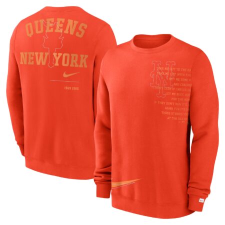 New York Mets Statement Ball Game Fleece Pullover Sweatshirt - Orange