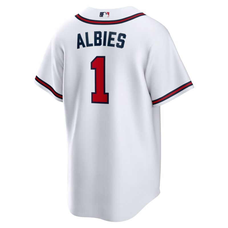 Ozzie Albies Atlanta Braves Home Player Name Jersey - White - Image 3
