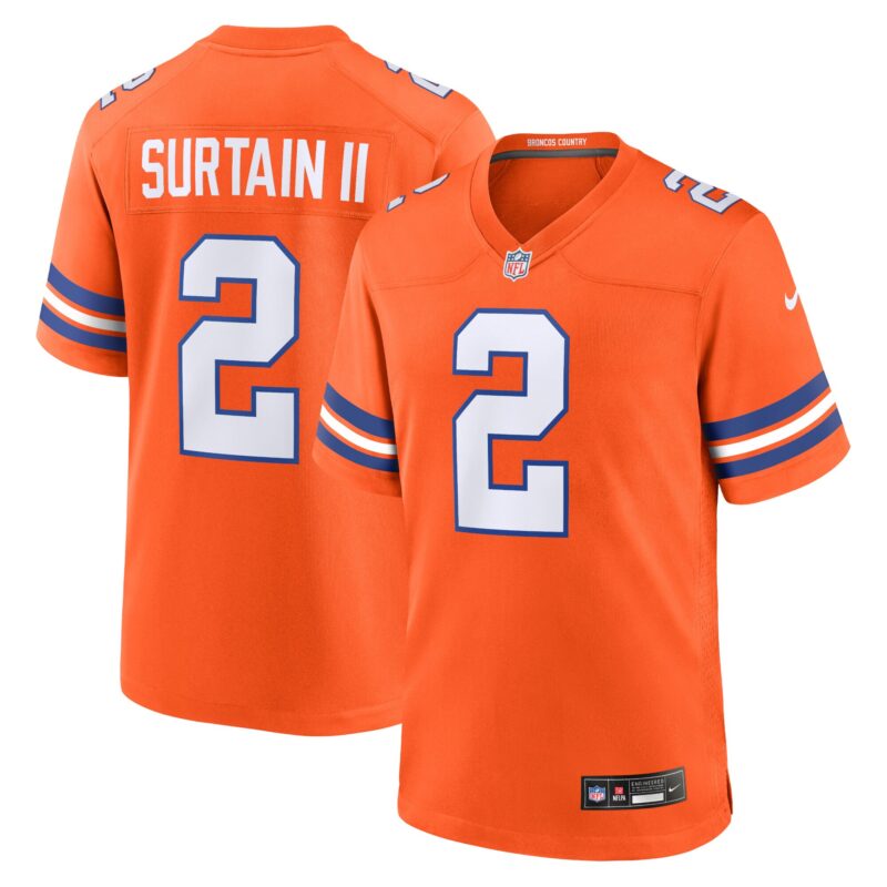Patrick Surtain II Denver Broncos Mile High Collection 1977 Throwback Player Game Jersey - Orange