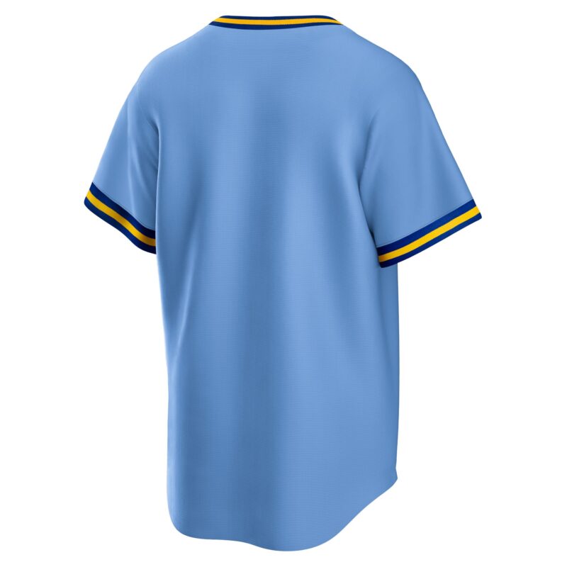 Milwaukee Brewers Road Cooperstown Collection Team Jersey - Powder Blue - Image 3