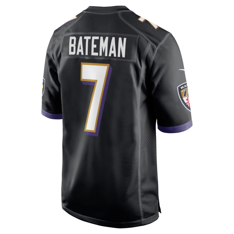 Rashod Bateman Baltimore Ravens Game Player Jersey - Black - Image 3