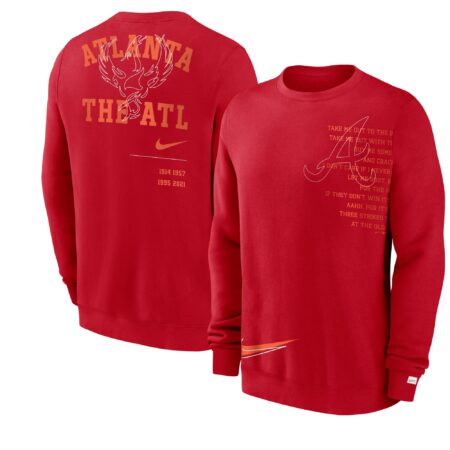 Atlanta Braves Statement Ball Game Fleece Pullover Sweatshirt - Red