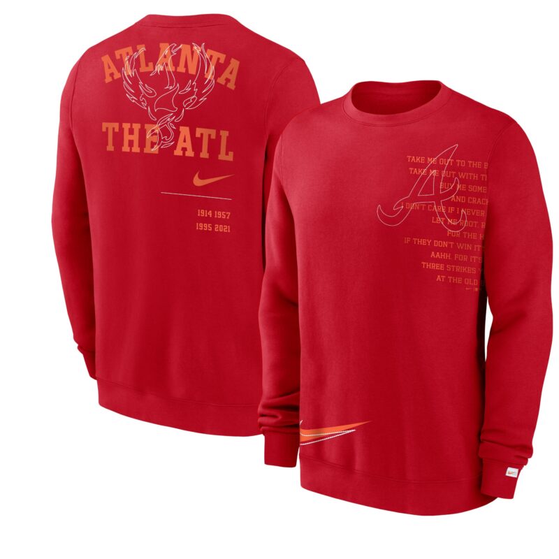 Atlanta Braves Statement Ball Game Fleece Pullover Sweatshirt - Red