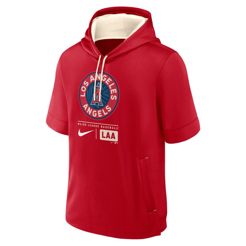 Los Angeles Angels City Connect Color Block Short Sleeve Pullover Hoodie - Red - Image 2