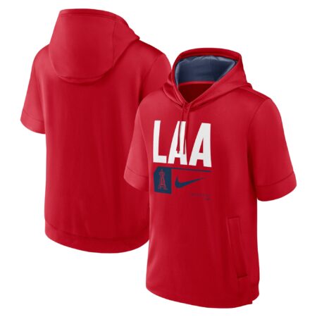 Los Angeles Angels Tri Code Lockup Short Sleeve Pullover Hoodie - Red