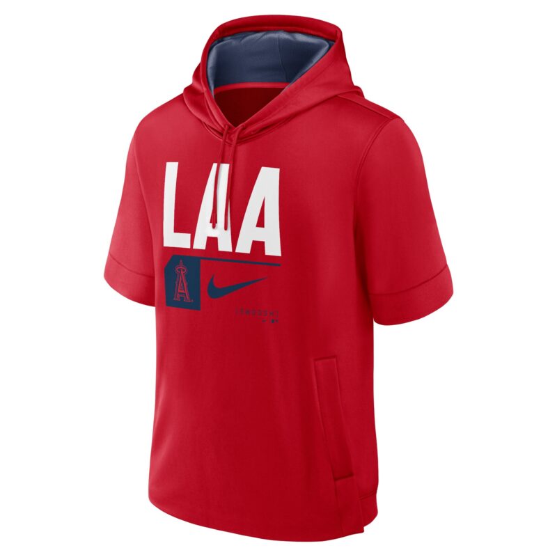 Los Angeles Angels Tri Code Lockup Short Sleeve Pullover Hoodie - Red - Image 2