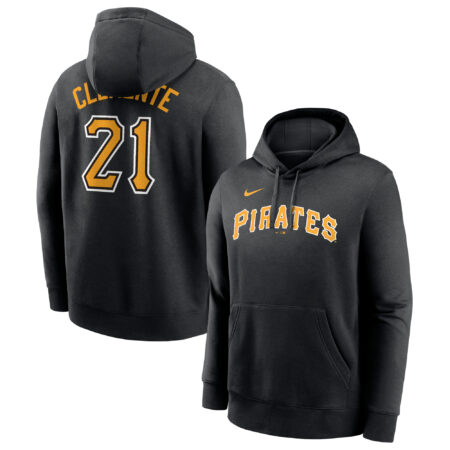 Roberto Clemente Pittsburgh Pirates Player Name & Number Club Pullover Hoodie - Black