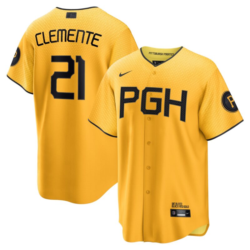 Roberto Clemente Pittsburgh Pirates City Connect Player Jersey - Gold