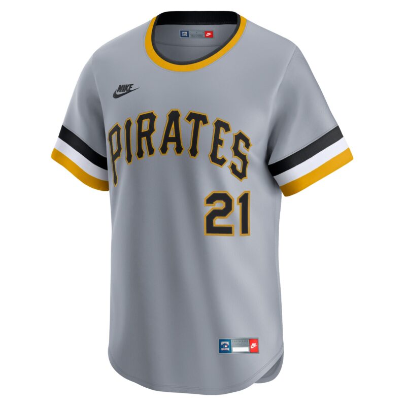 Roberto Clemente Pittsburgh Pirates Throwback Cooperstown Collection Limited Jersey - Gray - Image 2