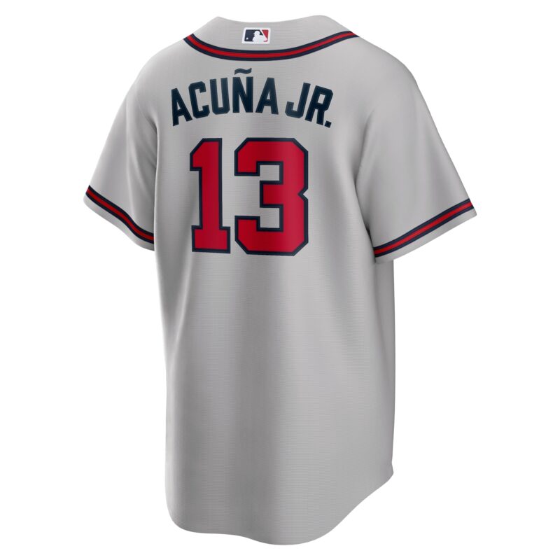 Ronald Acuna Jr. Atlanta Braves Road Player Name Jersey - Gray - Image 3