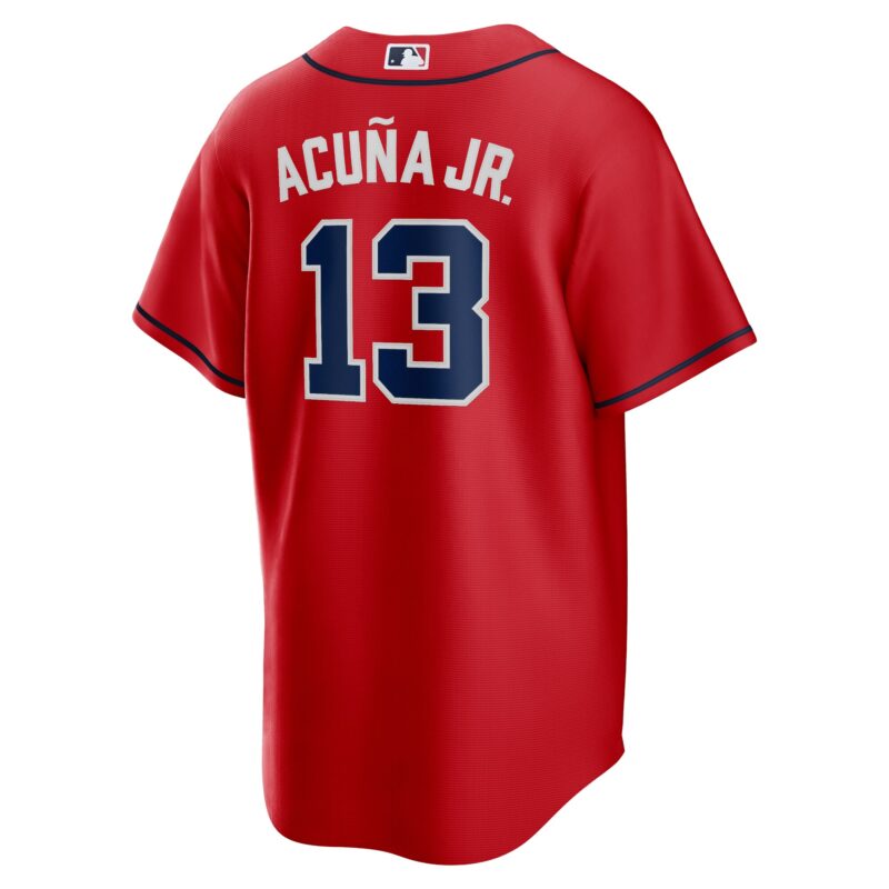 Ronald Acuna Jr. Atlanta Braves Alternate Player Name Jersey - Red - Image 3