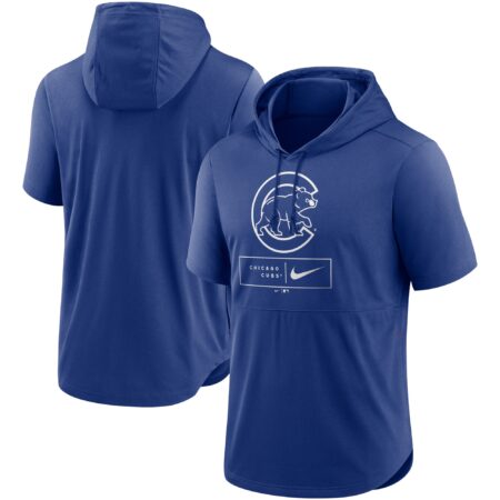 Chicago Cubs Lockup Performance Short Sleeve Lightweight Hooded Top - Royal