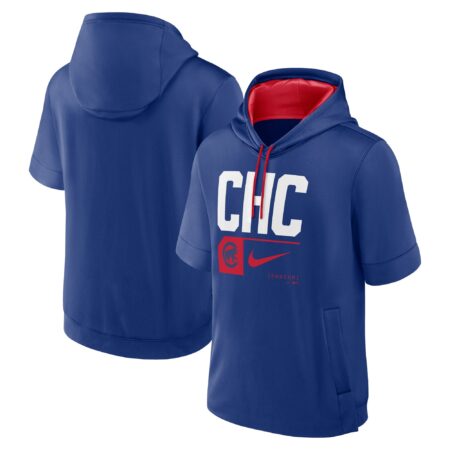 Chicago Cubs Tri Code Lockup Short Sleeve Pullover Hoodie - Royal