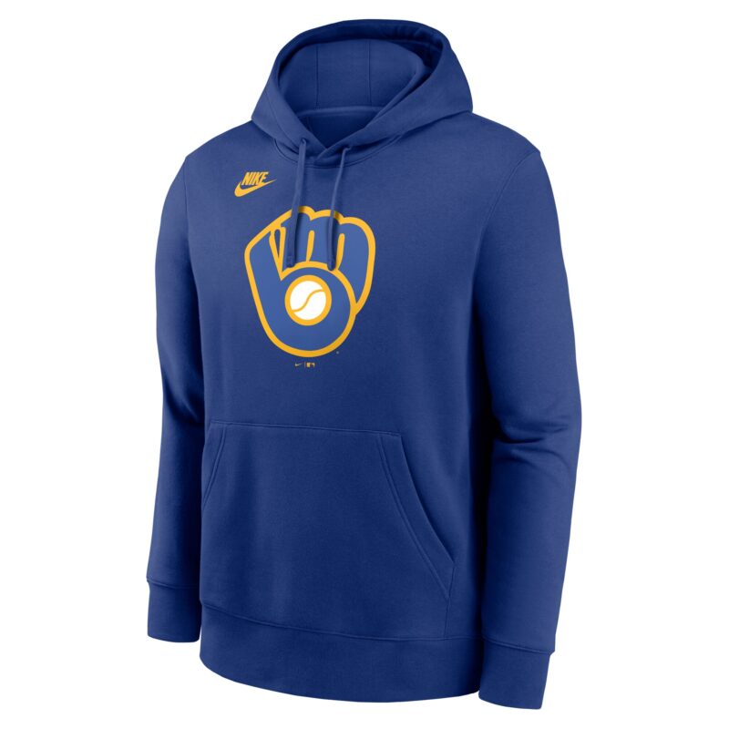 Milwaukee Brewers Cooperstown Collection Logo Club Pullover Hoodie - Royal - Image 2