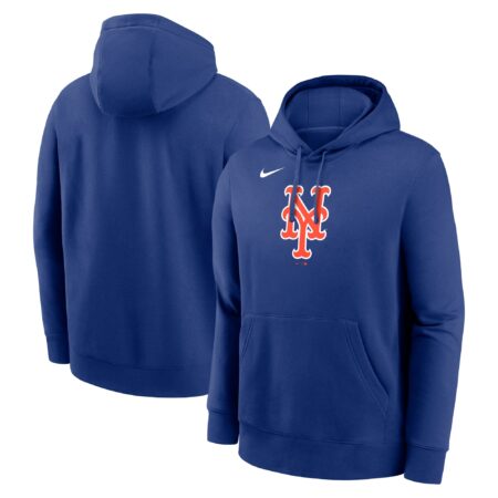 New York Mets Logo Club Fleece Pullover Hoodie - Royal
