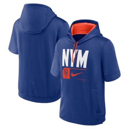 New York Mets Tri Code Lockup Short Sleeve Pullover Hoodie - Royal