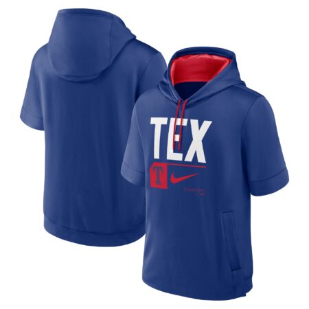 Texas Rangers Tri Code Lockup Short Sleeve Pullover Hoodie - Royal