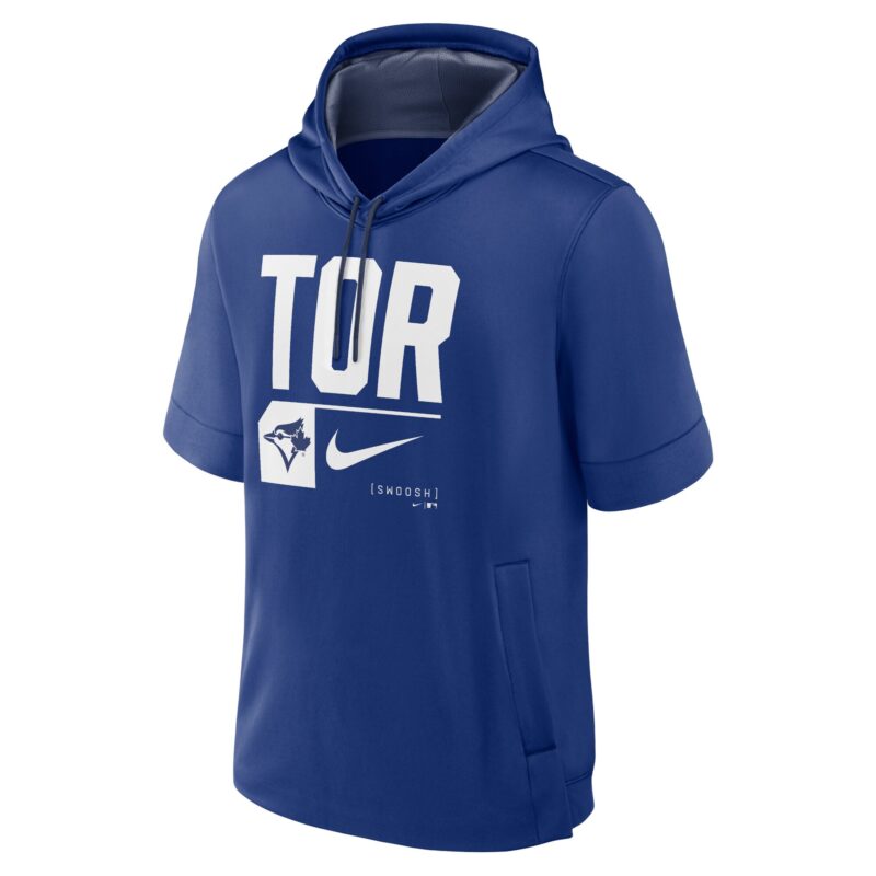 Toronto Blue Jays Tri Code Lockup Short Sleeve Pullover Hoodie - Royal - Image 2