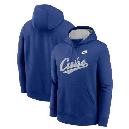 Chicago Cubs Rewind Club Logo Pullover Hoodie - Rush Blue