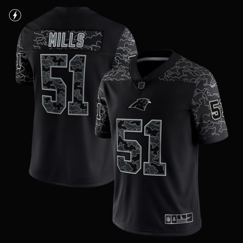 Sam Mills Carolina Panthers Retired Player RFLCTV Limited Jersey - Black - Image 2