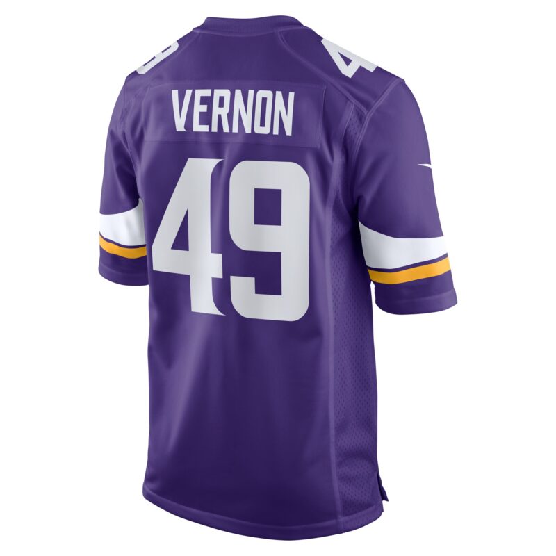 Seth Vernon Minnesota Vikings Game Jersey - Purple - Image 3