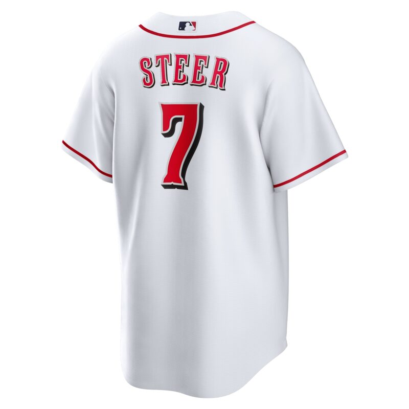 Spencer Steer Cincinnati Reds Home Jersey - White - Image 3