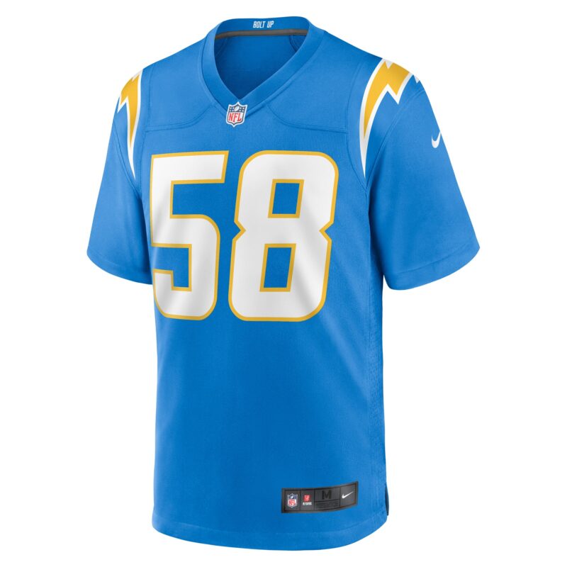 Tae Crowder Los Angeles Chargers Team Game Jersey - Powder Blue - Image 2