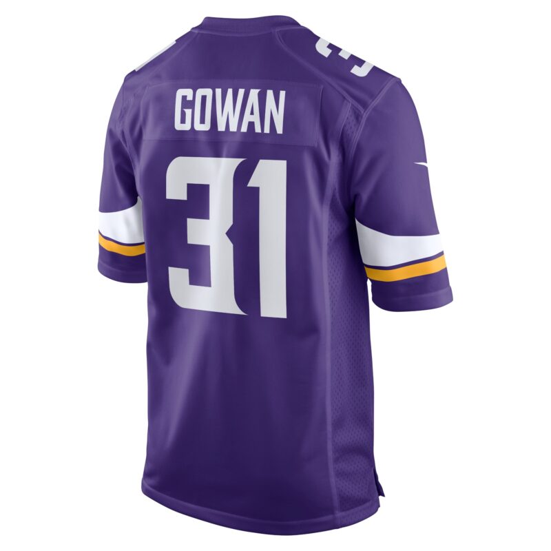 Tay Gowan Minnesota Vikings Home Game Player Jersey - Purple - Image 3