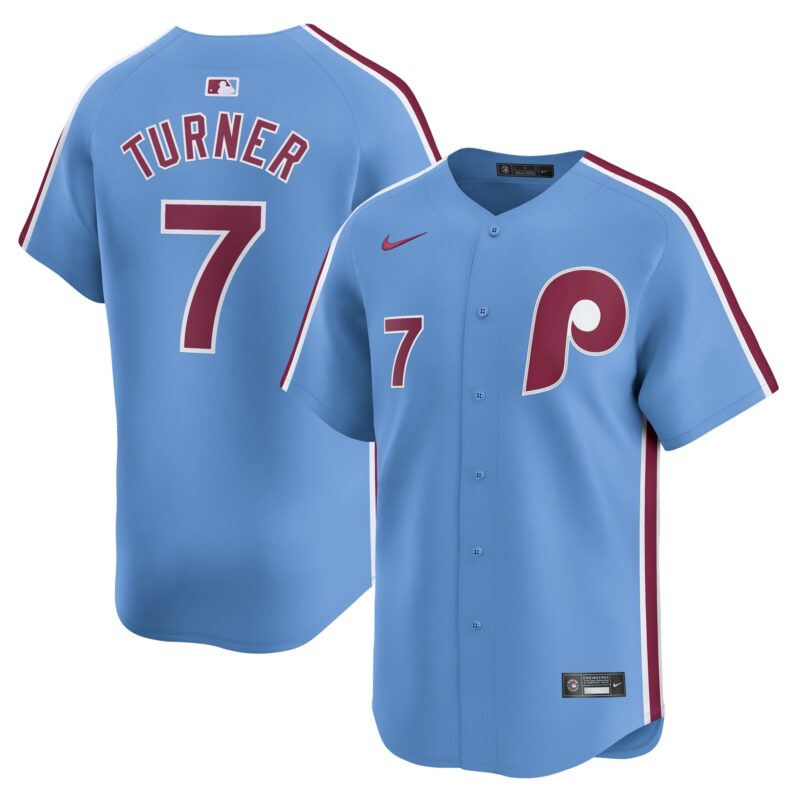 Trea Turner Philadelphia Phillies Alternate Limited Player Jersey – Light Blue