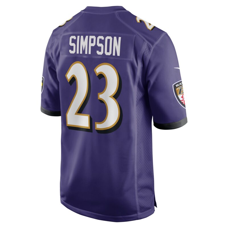 Trenton Simpson Baltimore Ravens Team Game Jersey - Purple - Image 3