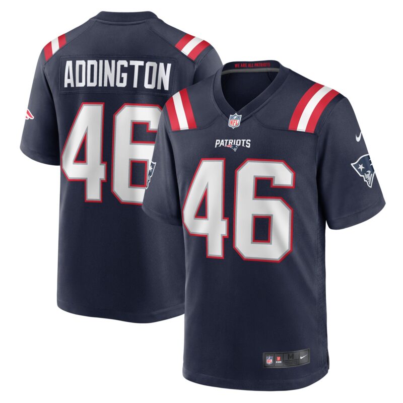 Tucker Addington New England Patriots Home Game Player Jersey - Navy