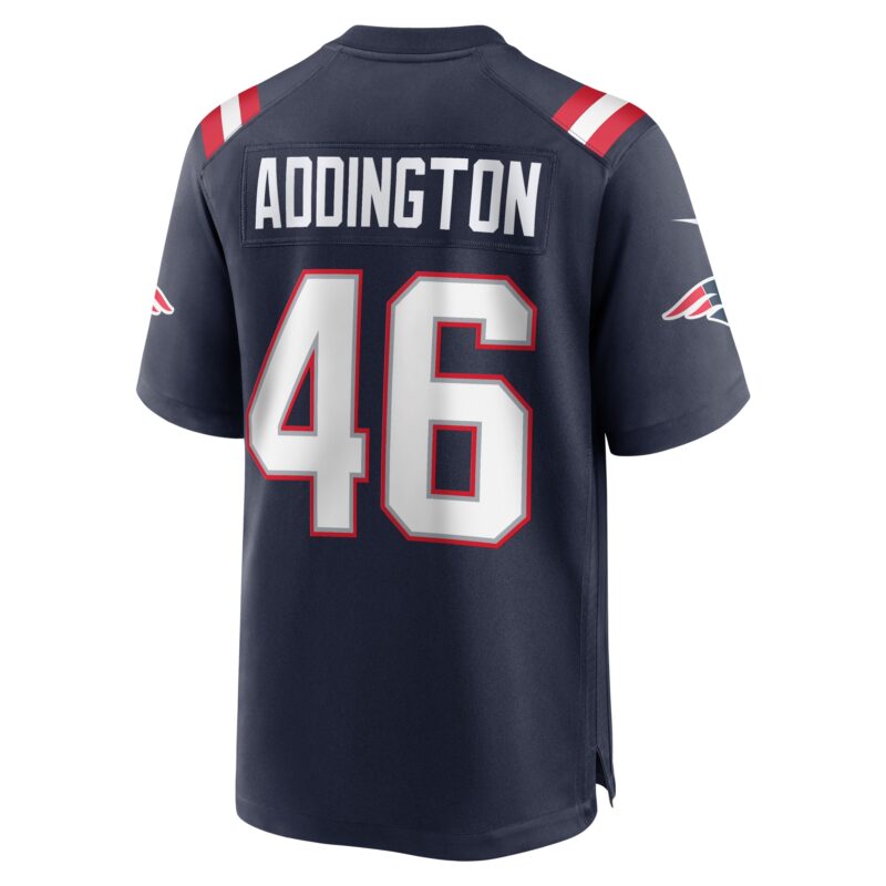 Tucker Addington New England Patriots Home Game Player Jersey - Navy - Image 3