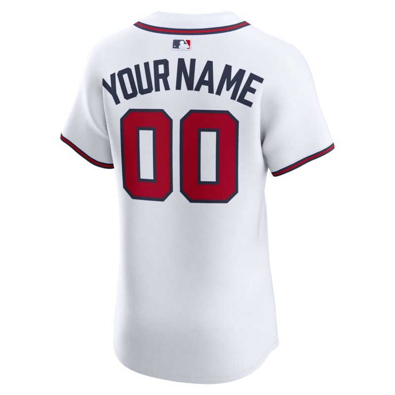 Atlanta Braves Home Elite Custom Jersey - White - Image 3