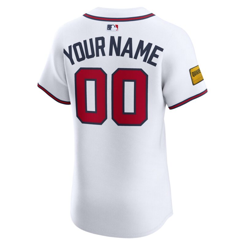 Atlanta Braves Home Elite Sponsor Patch Custom Jersey - White - Image 3