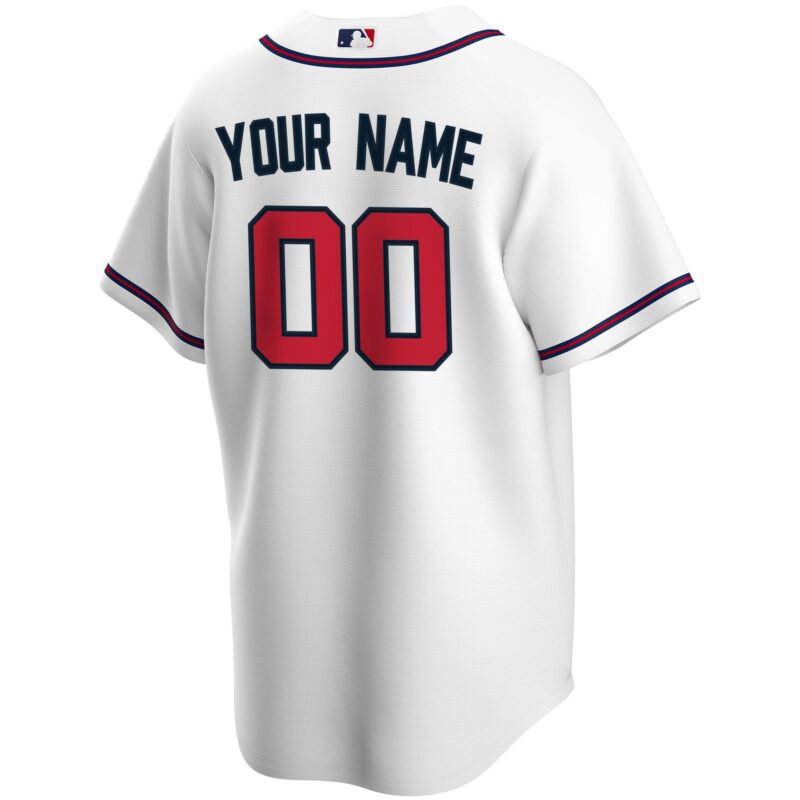 Atlanta Braves Home Custom Jersey - White - Image 3