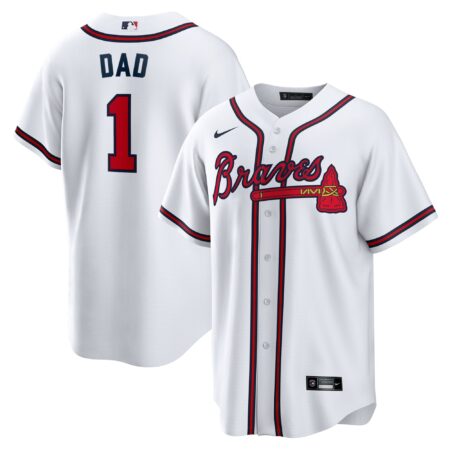 Atlanta Braves #1 Dad Home Jersey - White