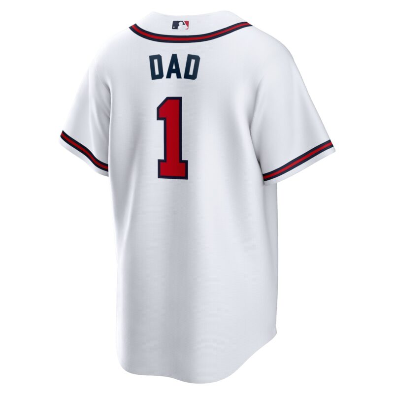 Atlanta Braves #1 Dad Home Jersey - White - Image 3