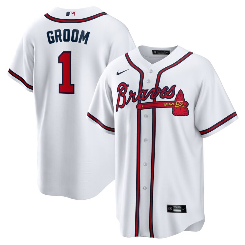 Atlanta Braves #1 Groom Home Jersey - White