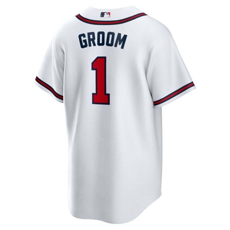 Atlanta Braves #1 Groom Home Jersey - White - Image 3