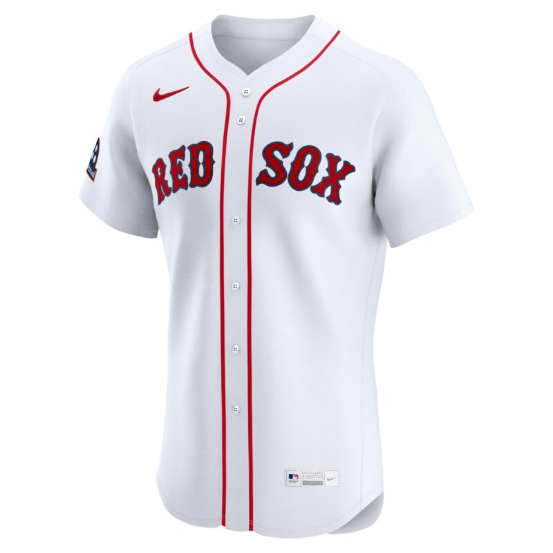 Boston Red Sox Home Elite Sponsor Patch Custom Jersey - White - Image 2