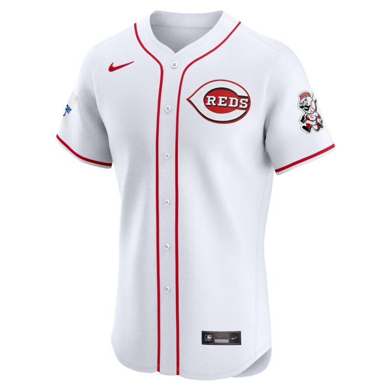 Cincinnati Reds Home Elite Patch Jersey - White - Image 2