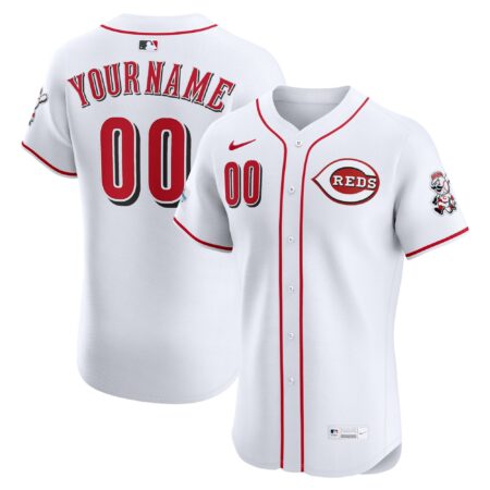 Cincinnati Reds Home Elite Sponsor Patch Custom Jersey - White