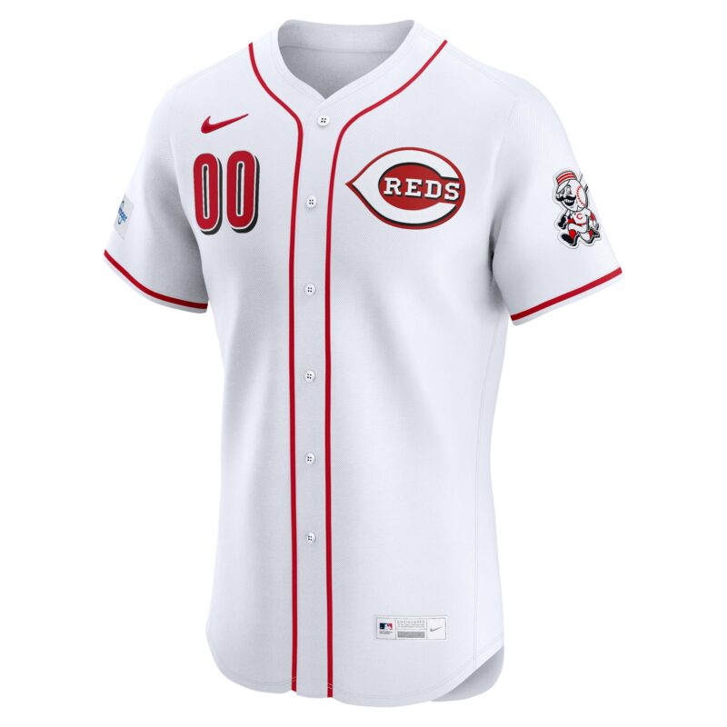 Cincinnati Reds Home Elite Sponsor Patch Custom Jersey - White - Image 2