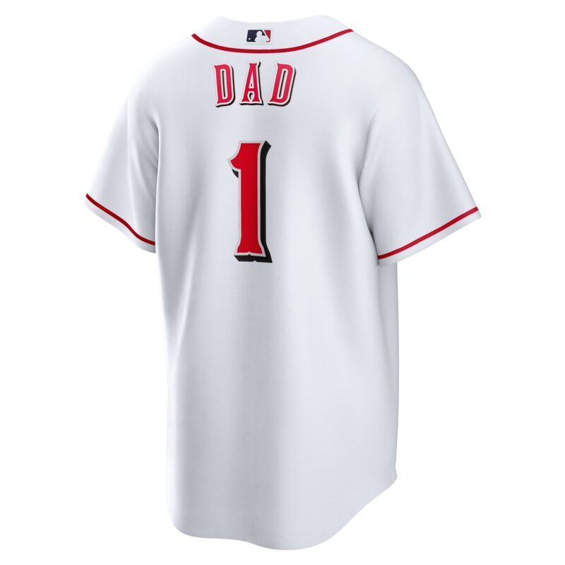 Cincinnati Reds #1 Dad Home Jersey - White - Image 3