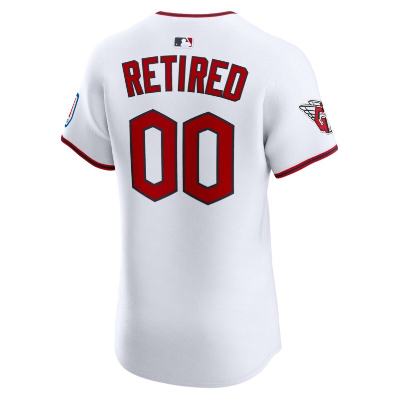 Cleveland Guardians Home Elite Sponsor Patch Pick-A-Player Retired Roster Jersey - White - Image 3