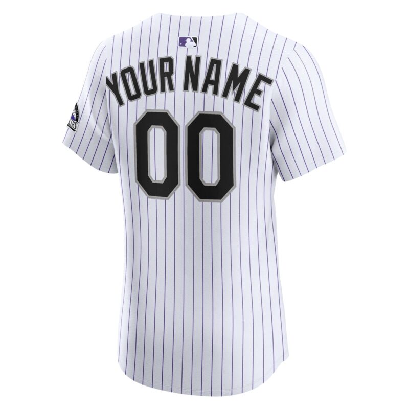 Colorado Rockies Home Elite Custom Jersey - White - Image 3