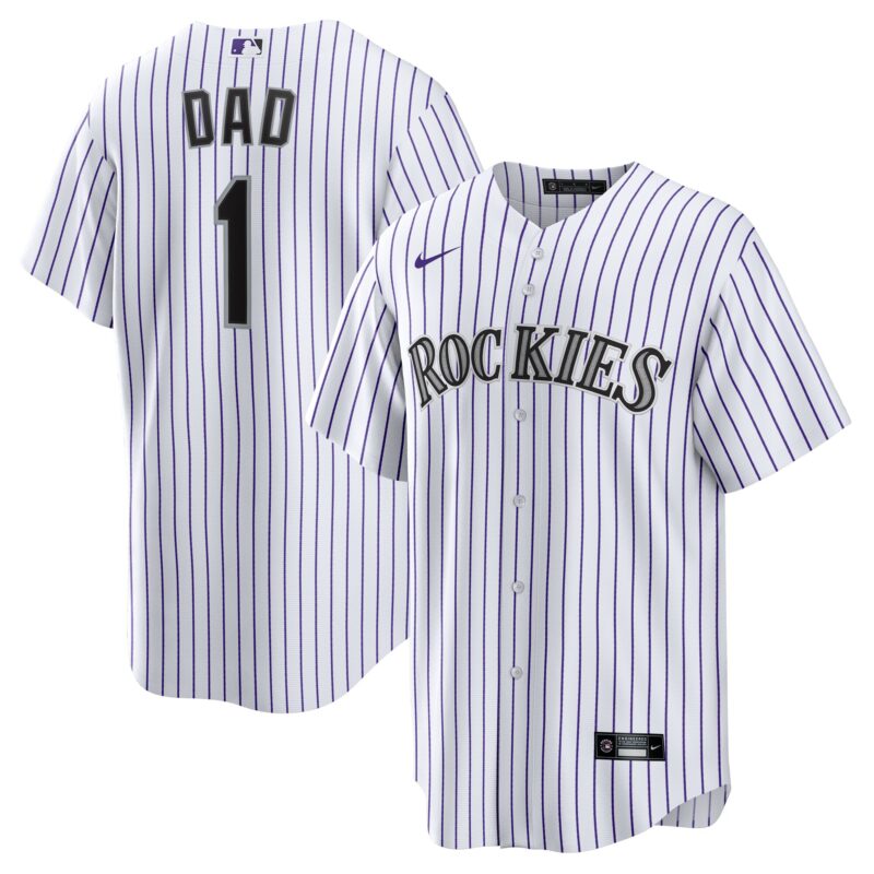 Colorado Rockies #1 Dad Home Jersey - White