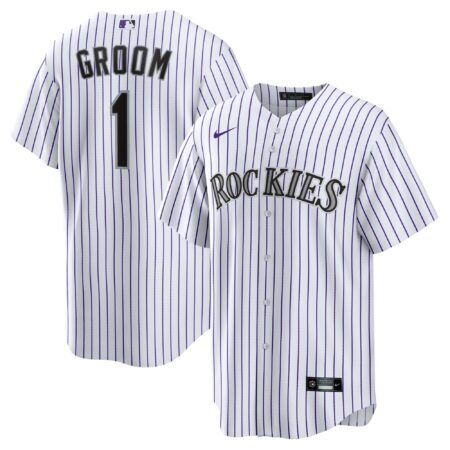 Colorado Rockies #1 Groom Home Jersey - White