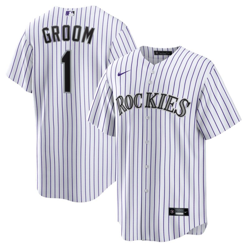 Colorado Rockies #1 Groom Home Jersey - White