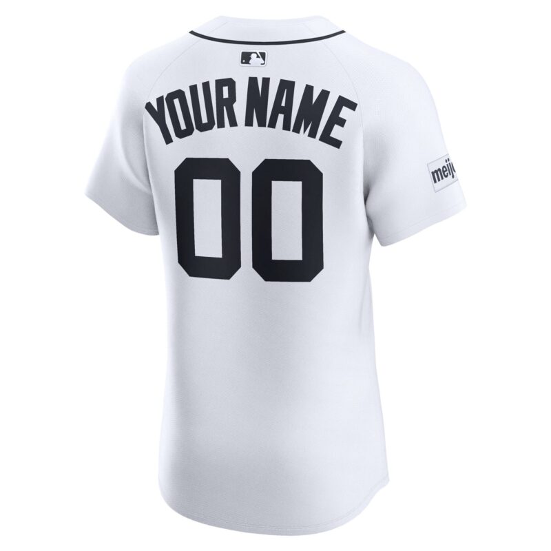 Detroit Tigers Home Elite Sponsor Patch Custom Jersey - White - Image 3